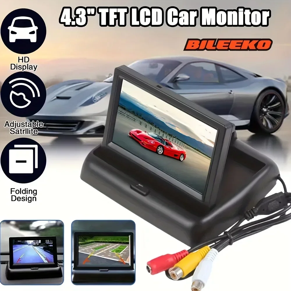 طقم احتياطية للشاشة قابلة للطي من Bileeko - كاميرا الرؤية الخلفية للسيارة LED للرؤية الليلية لوقوف السيارات #6