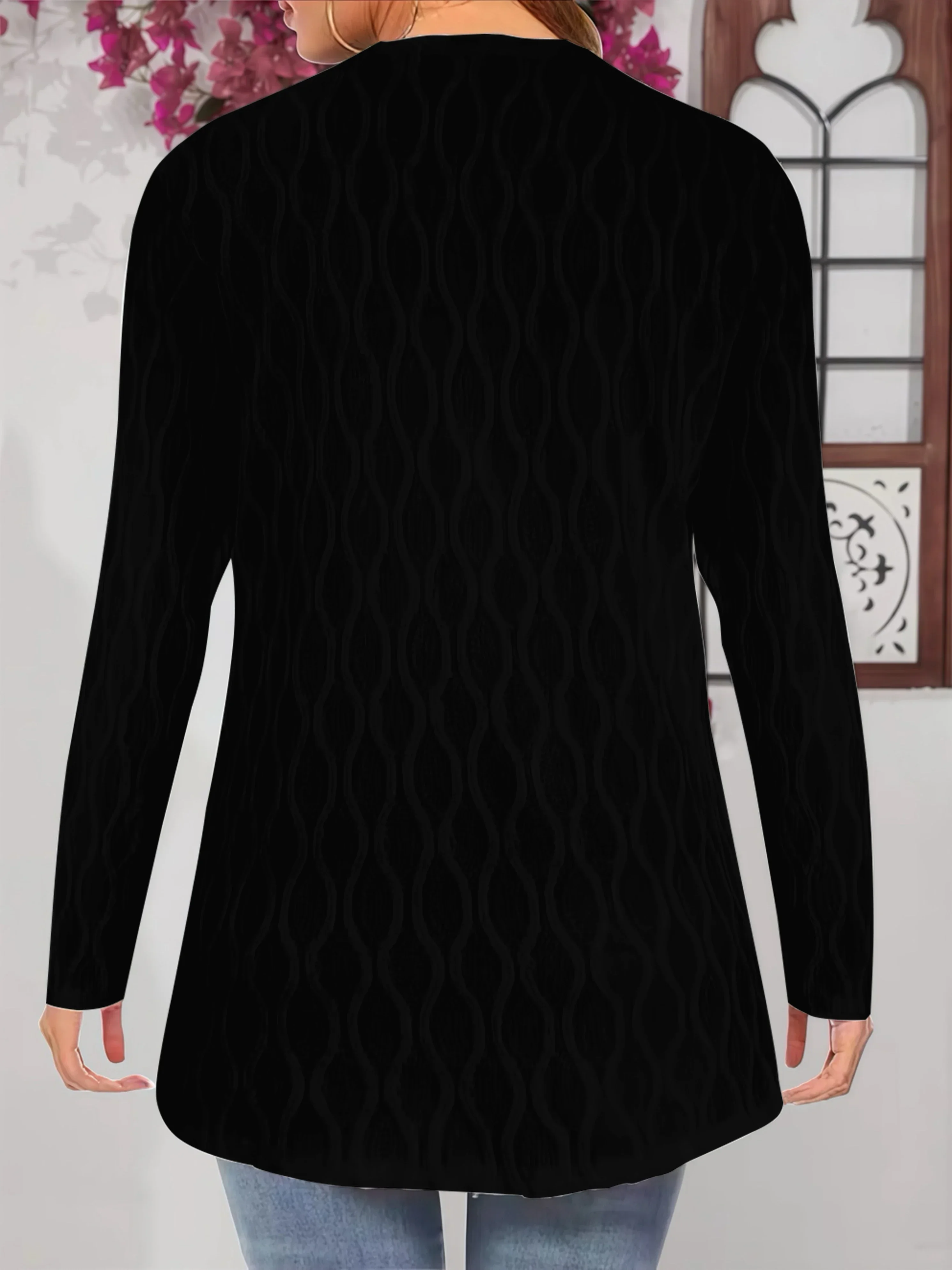 Comfy Fall Cardigan for Women, Casual Elegant Solid Textured Fabric Pocket Front Open Women's Loose Cover Up