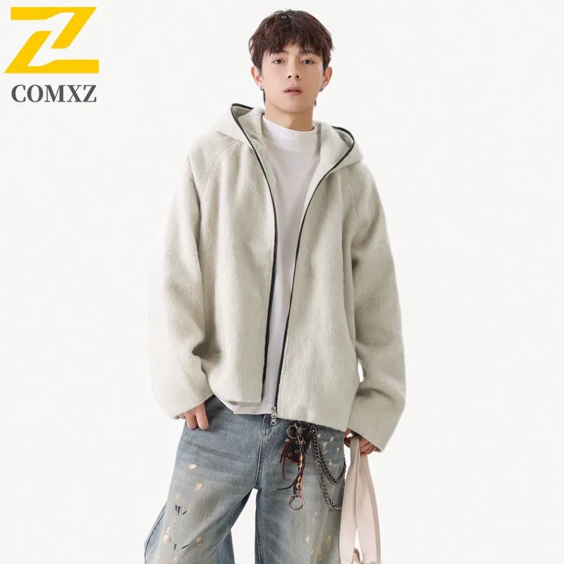 

COMXZ 2025 Men Women Couple Casual Wool Blend Jacket Autumn Trendy Loose Fit Versatile Lightweight Comfortable Coat