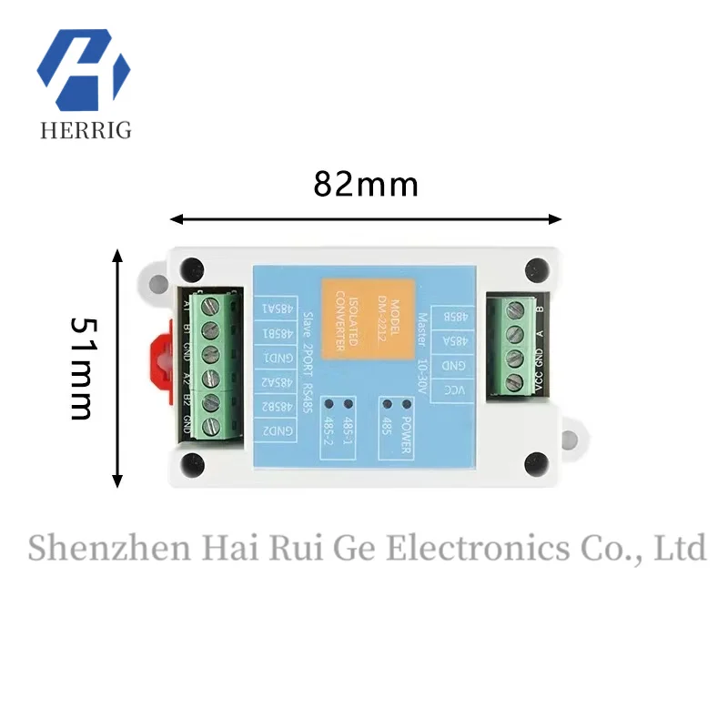 Convertisseur de communication d'isolation de qualité industrielle, relais RS485 à 2 canaux DM-2212/