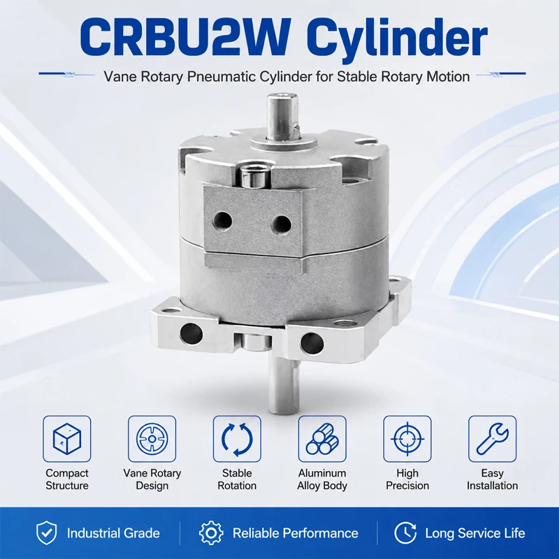 CRBU2W Pneumatic Rotary Cylinder Double Acting Rotary Actuator Rack Pinion 90° 180° 270° Degree CRBU2W10 CRBU2W15 CRBU2W20