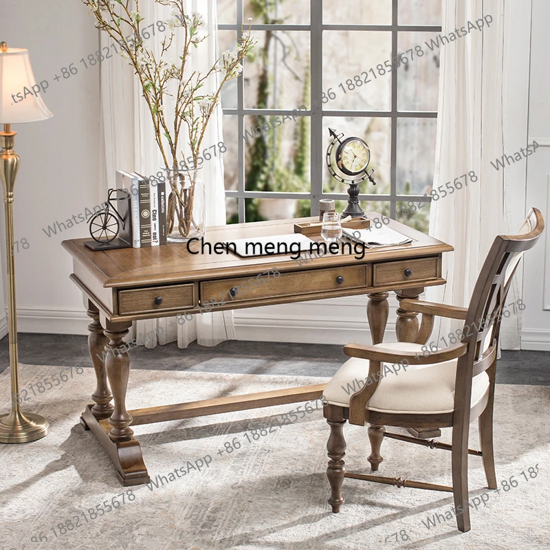 

Американский прямой ряд с ящиками, стол для хранения, европейский врезной и шипованный сельский старый антикварный домашний письменный стол