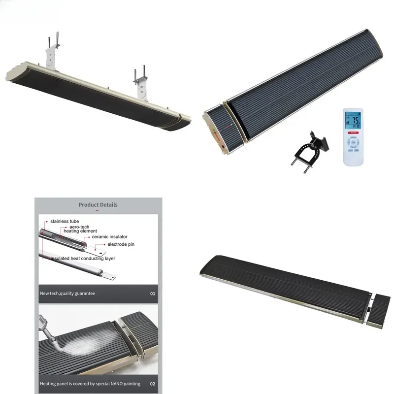 IP65 Outdoor Garden Radiant Heater Electric Ceiling or Wall Mounted Heat Strip Panel 1000W for for