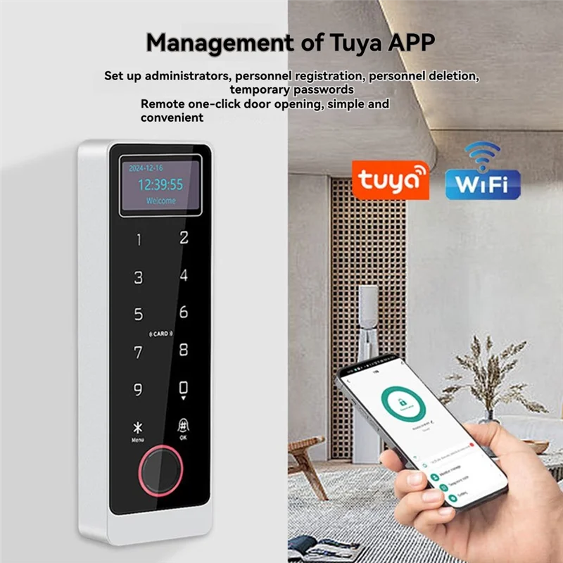 

ABUO-Tuya Wi-Fi умный контроллер дверного замка с ЖК-экраном IP67 водонепроницаемая IC-карта с отпечатками пальцев NFC Wi-Fi управление через приложение
