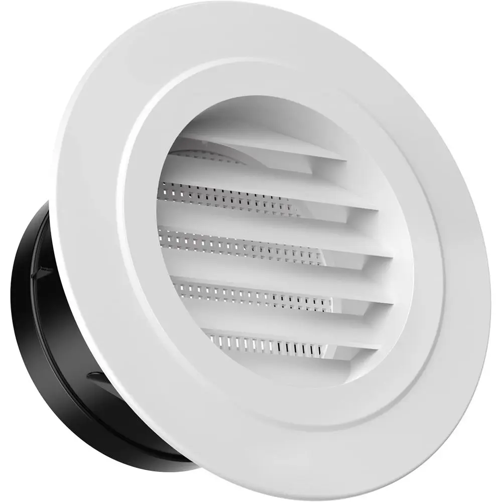 4 Inch Round Exhaust Air Vent Cover with Built-in Light, Suitable for Bathroom, Kitchen, Home, White