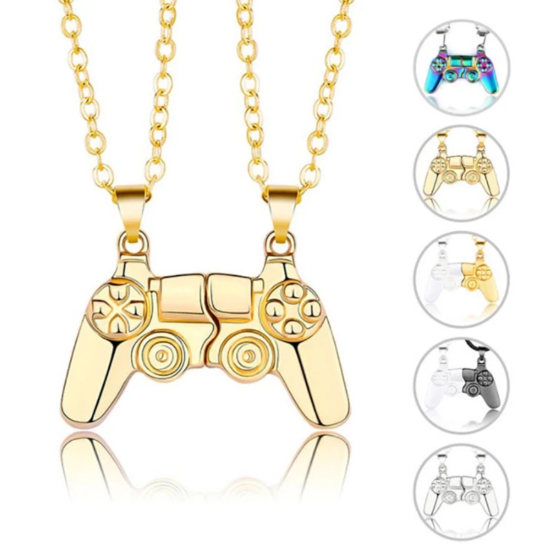 Magnetic Game Controller Couple Necklace with Gold/Silver Color PS4 Game Console Pendant Necklace Valentine's Day Jewelry Gift