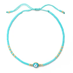 ZMZY Women's Small Evil Eye Bracelet with Turquoise Miyuki Seed Beads Turkish Eye Jewelry Simple Pulseras Gift