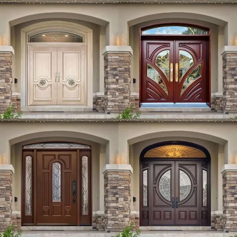for Residential villa exterior front door modern luxury outdoor main entrance white oak solid wood double door design