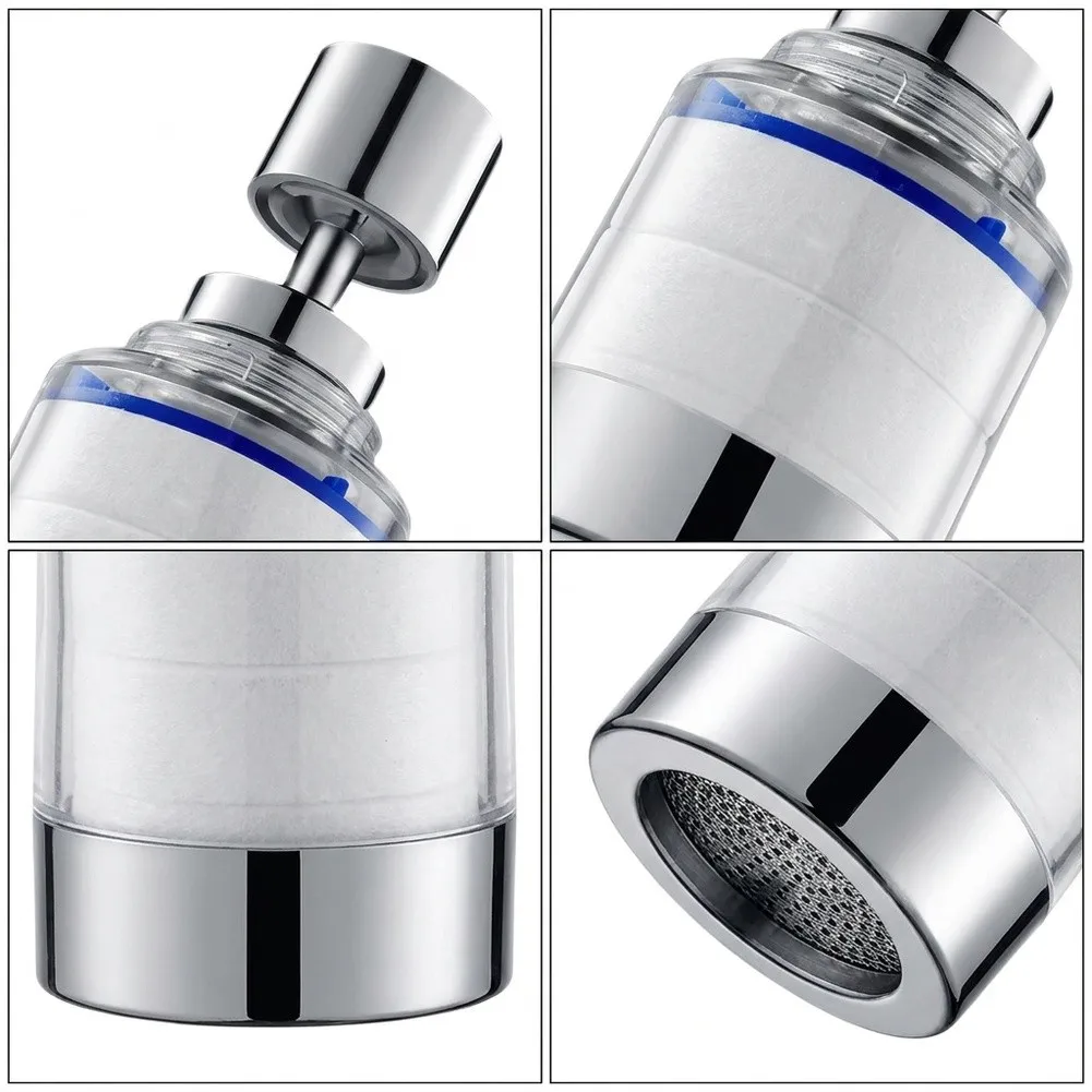 Rotating Water Filter Cartridge for Faucet Installation with Visible Housing to Track Filter Life Without Tools or Complex Setup