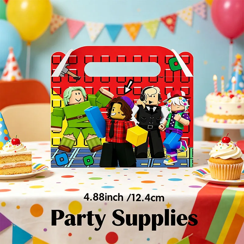 Roblox-Themen-Papierbox-Kombination mit Spielfiguren, Süßigkeiten-Geschenktüten für Babyparty und Geburtstagsfeier-Dekorationen – Detail 5