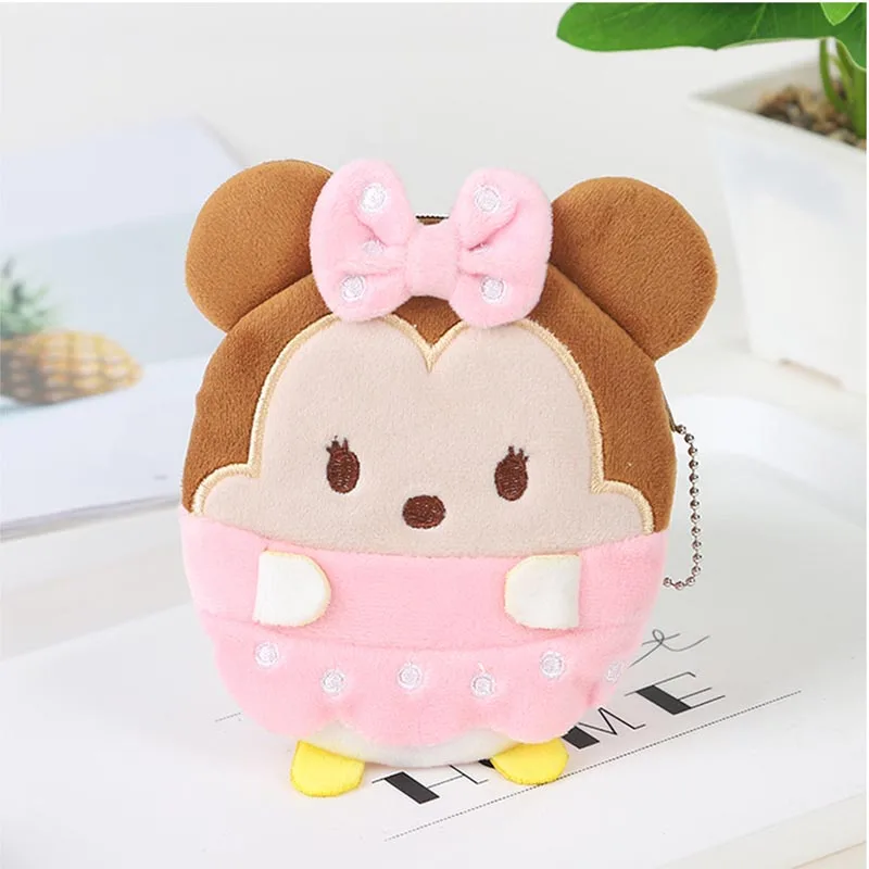 Disney Super Quality Plush Children Zipper Coin Bags Storage Pouch Cute Mikey Stitch Wallets Women Mini Wallet