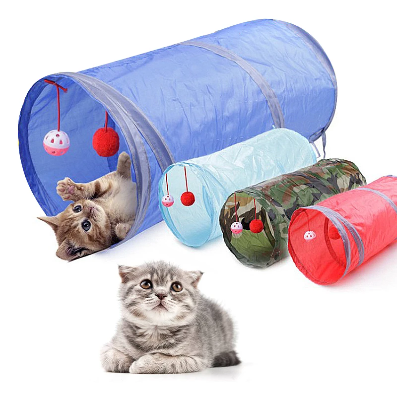 

1PC Two-way Retractable Cat Tunnel Toy Cat Interactive Self Hi Ring Paper Foldable Bell Single Layer ( Random Color)