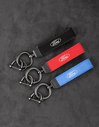 Car Pendant Suede Leather Keychain For Ford Focus 3 4 MK3 Kuga Escape Mustang E Metal Keyring Buckle Auto Key Ring Accessories