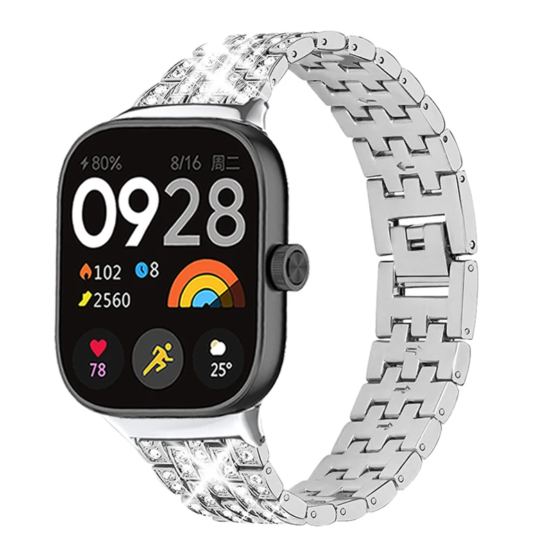 สําหรับ Redmi นาฬิกา 4 เพชรโลหะสร้อยข้อมือสําหรับ Xiao mi mi Band 9 Pro นาฬิกา Correas reloj สําหรับ xiaomi mi band 8 pro Watchband
