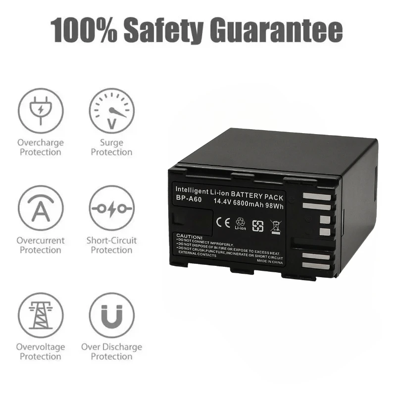 NEW 6800mAh 98Wh BP-A60 BP A60 Battery for Canon CA-CP200L EOS C200 C200 PL  C200B C300 Mark II  XF705 Replacement Battery