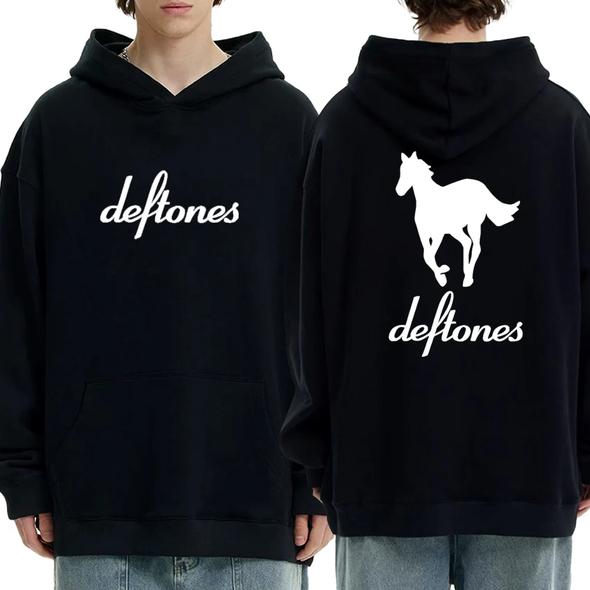 

Fashion New Deftones White Horse Double Sided Print Hoodie Men Women Long sleeve Fleece Sweatshirt Unisex Autumn Winter Pullover