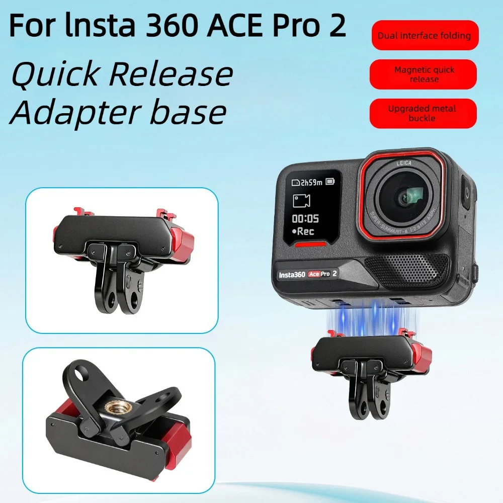 Adaptador de Montaje Magnético de Liberación Rápida de Aleación para Insta 360 Ace Pro 2, Soporte Adaptador con Interfaz de Rosca de 1/4 para Insta 360 X5