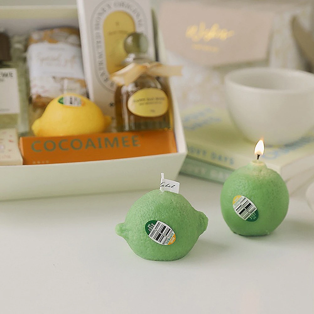 INS Decorative Fragrance Gift Lemon Candle DIY Fragrance Birthday Gift with Hand Gift Imitation Fruit Candle Scented Candles