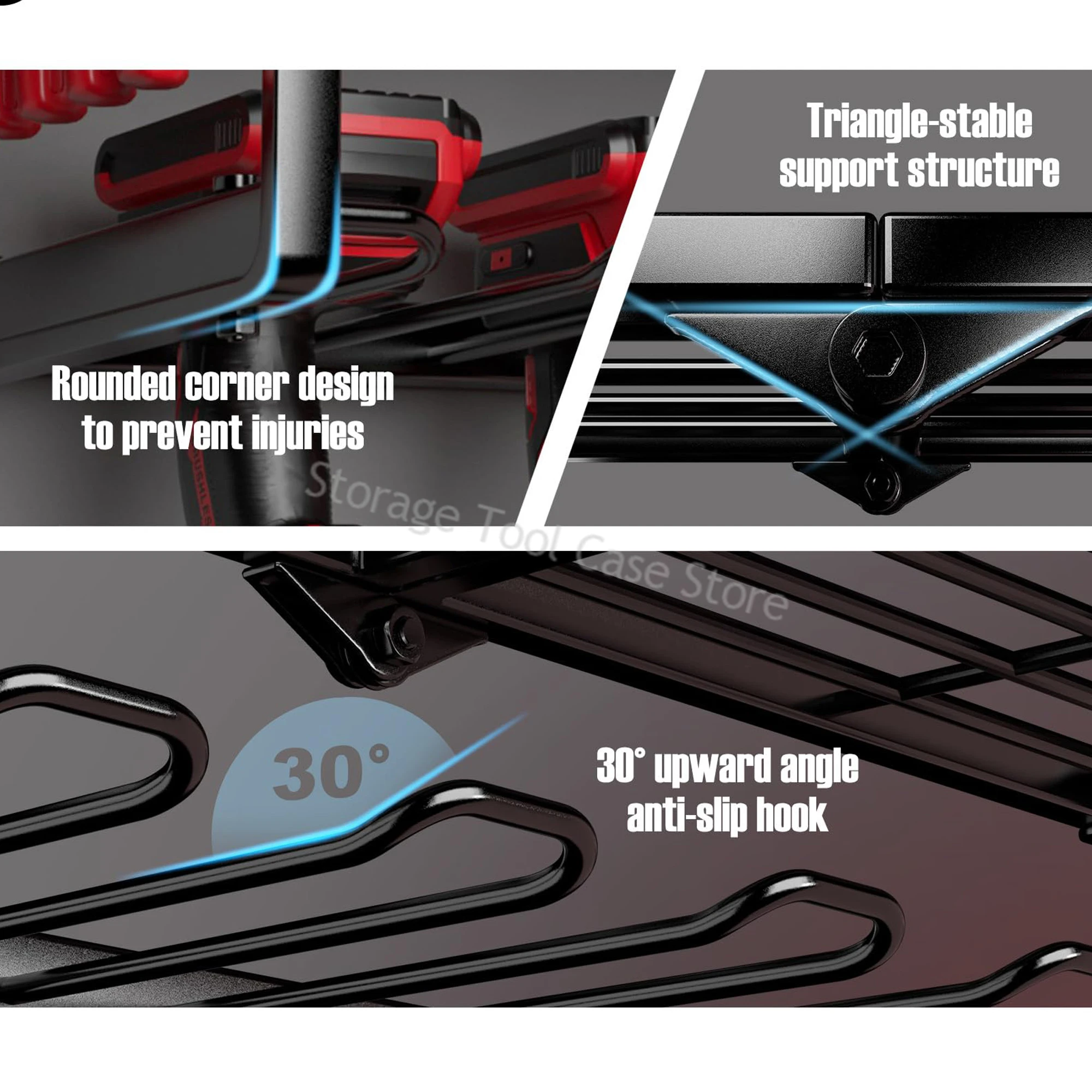 Rack de ferramentas elétricas montado na parede armário de ferramentas de garagem suportes de broca elétrica organizador de oficina rack de armazenamento de broca de metal resistente