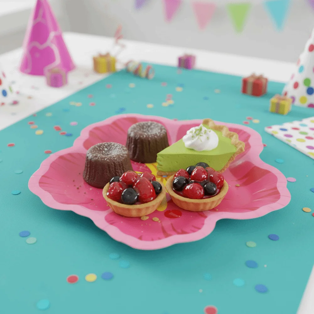 20PCS Paper Hibiscus Flower Shaped Plates Thickened Colorful Cake Paper Plates Waterproof Disposable Party Plate Birthday Party