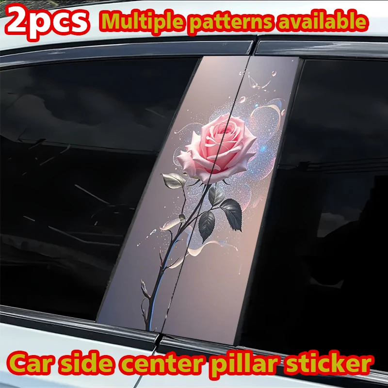 

2 шт. защитные наклейки на центральные стойки автомобиля, устойчивая к царапинам пленка с рисунком розы