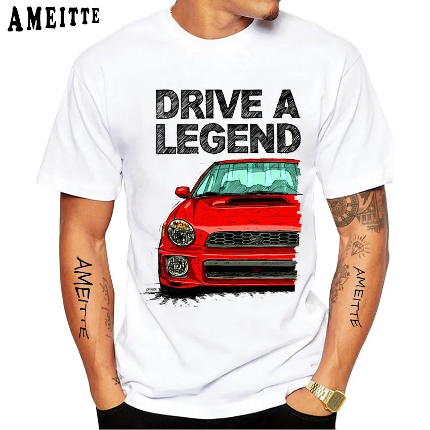 

Drive A Legend Subie Impreza WRX STI T-Shirt New Summer Men Short Sleeve Funny Car Design White Casual Boy Tees JDM Street Tops