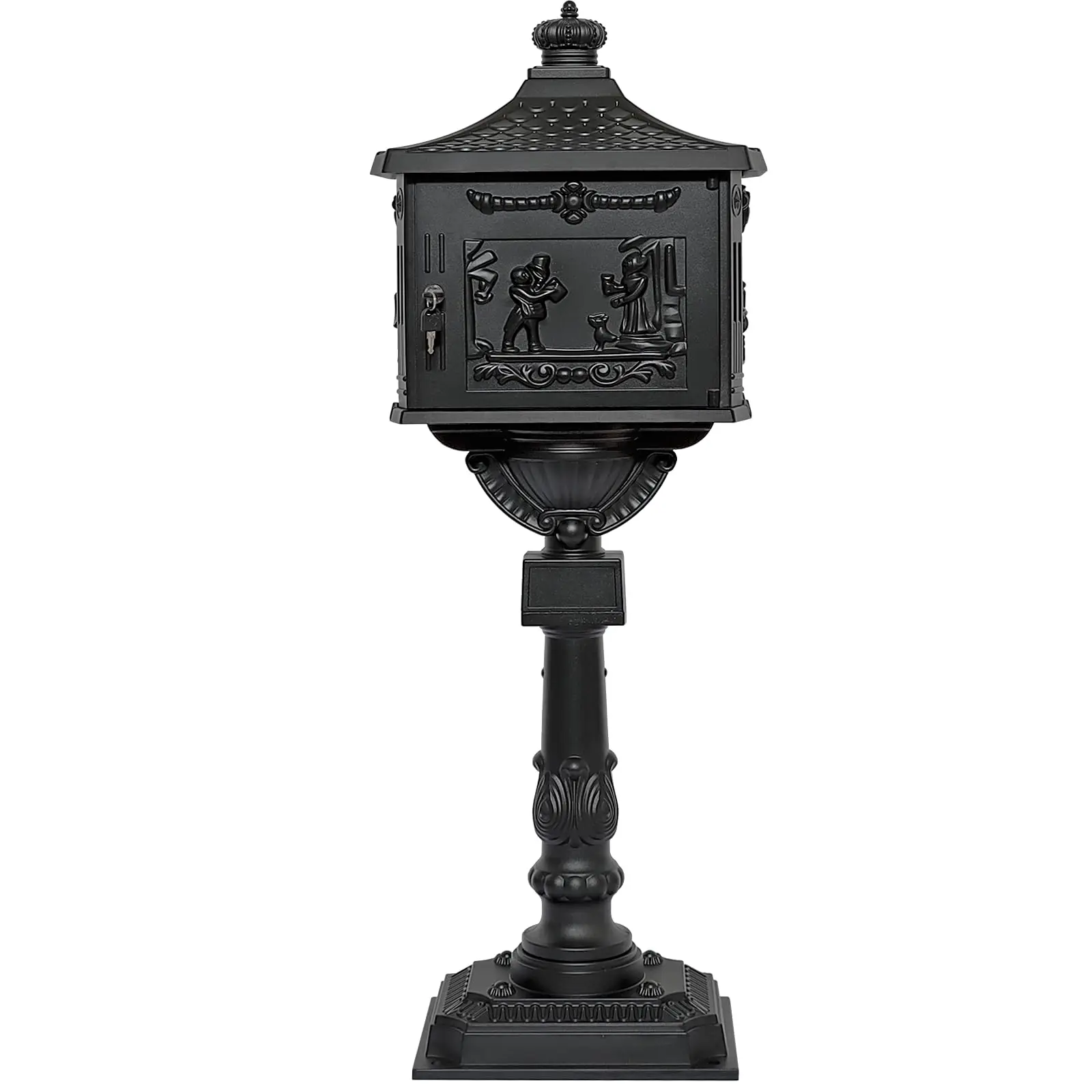 Mail Box Heavy Duty Mailbox Postal Box Security Cast Aluminum Vertical Pedestal