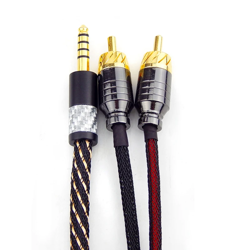 【Hot】hifi audio cable 4.4mm JACK balanced interface 2.5 to 2 rca signal cable AUX line Headphone Amplifier line 2.5mm plug to 2