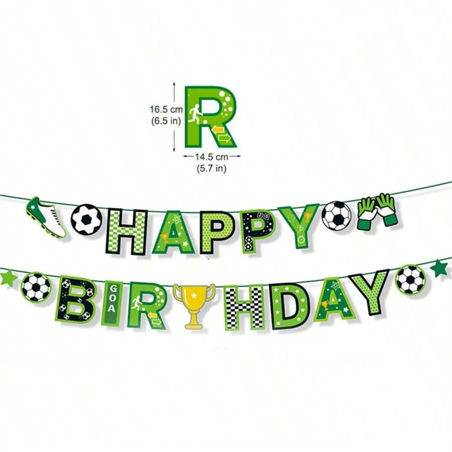 Football Sports Theme Party Banner Garlands Happy Birthday Party Decor Kids Boy Girl Soccer Pull Flag School Sport Theme Decor