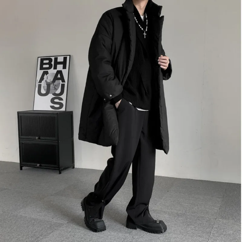 WVGA خريف شتاء جديد الرجال Y2K ياماموتو نمط منتصف طول الظلام نمط سترة قطن المتخصصة شيك عادية الوقوف طوق معطف Ins W16237 #6