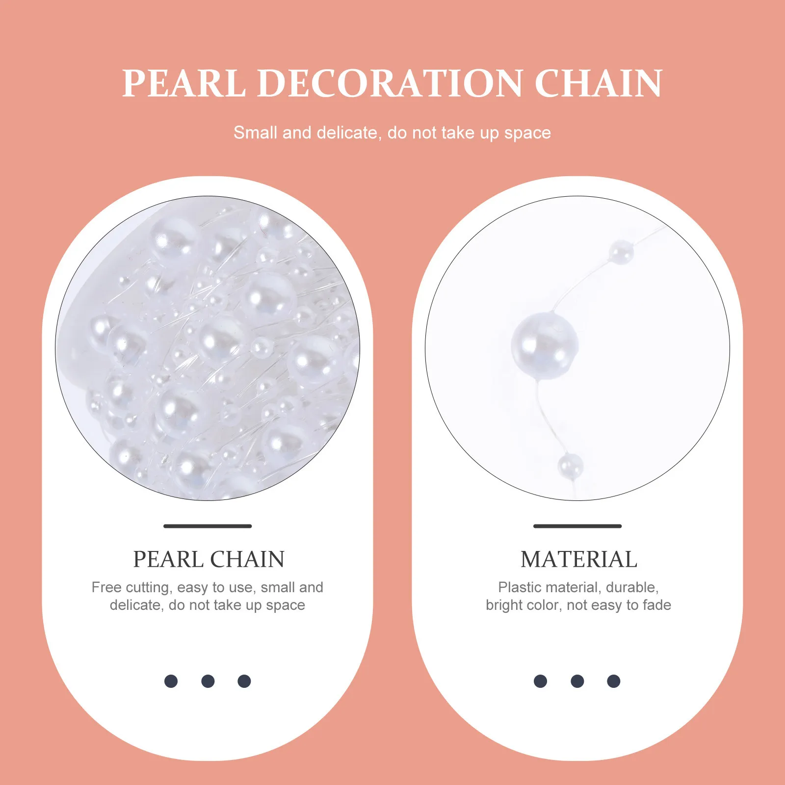 

10m Roll of Beaded Chain Pearl Bead Garland for Christmas Tree Decorations Plastic Pearl String Beads Chain for DIY