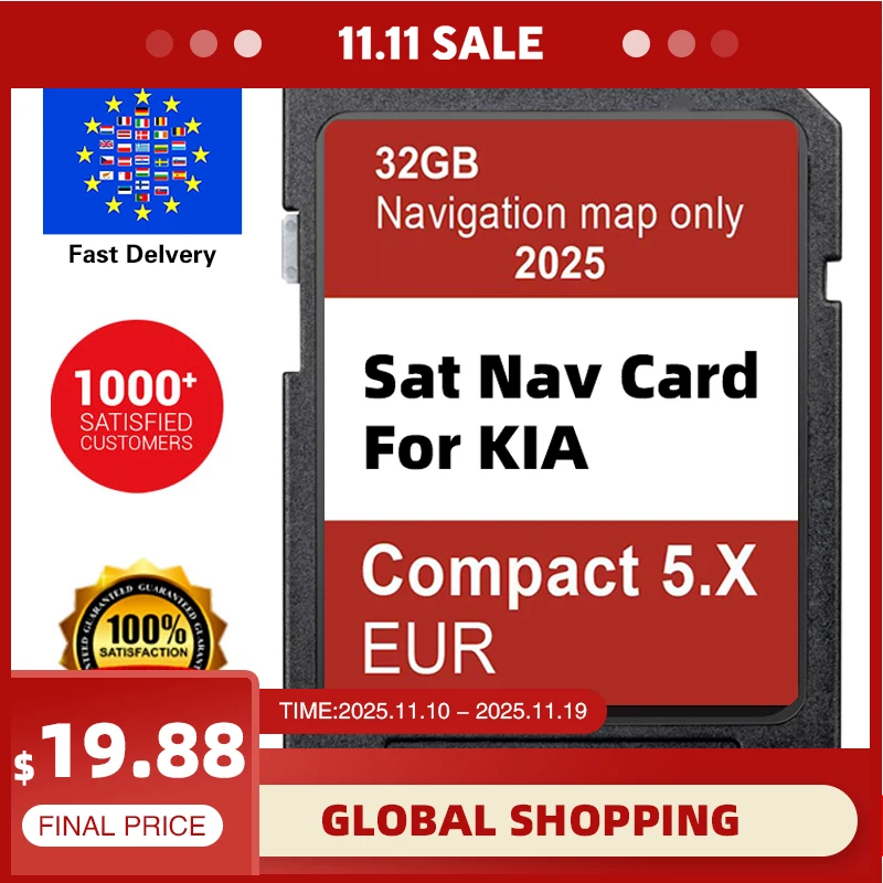 

Update SD Card 2025 Sat Nav for KIA Compact 5.X Carens/Ceed/Niro/Optima/Picanto/Rio/Soul/Sportage/Stonic 32GB EU UK GPS Maps