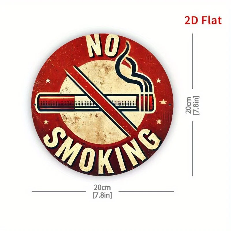 2D flaches 1-teiliges Retro-Holzschild „No Smoking“ – Retro-Holzwandkunst und rotes und weißes Design, geeignet für No-Scenario's – Detail 2