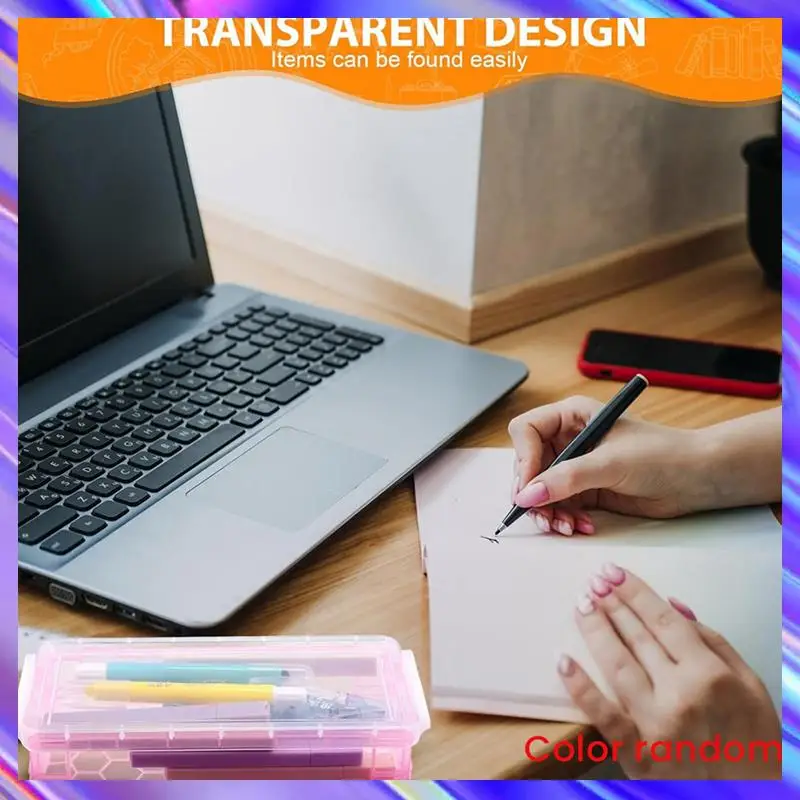 

20Pcs Large Capacity Plastic Pencil Box Clear Plastic Pencil Case Crayon Box With Snap Tight Lid Watercolor Pen Storage