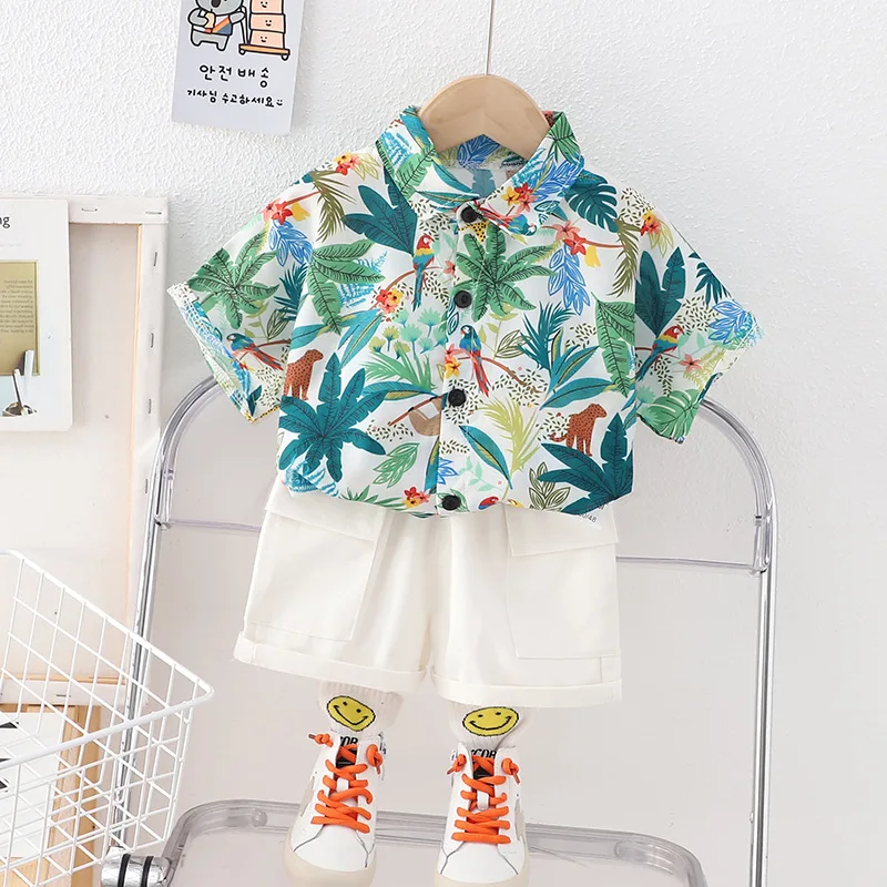 Summer Baby Clothing Sets Beach Shirt + Shorts Suits 0-4 Years Kids Boy Short Sleeve Holiday Clothes Casual Outfits