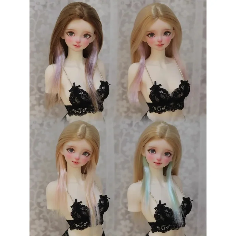 BJD 人形かつらロングヘア用 1/3 1/4 1/6 MSD MDD SD Yosd 人形ストレートヘアアクセサリーミルクファイバーかつら