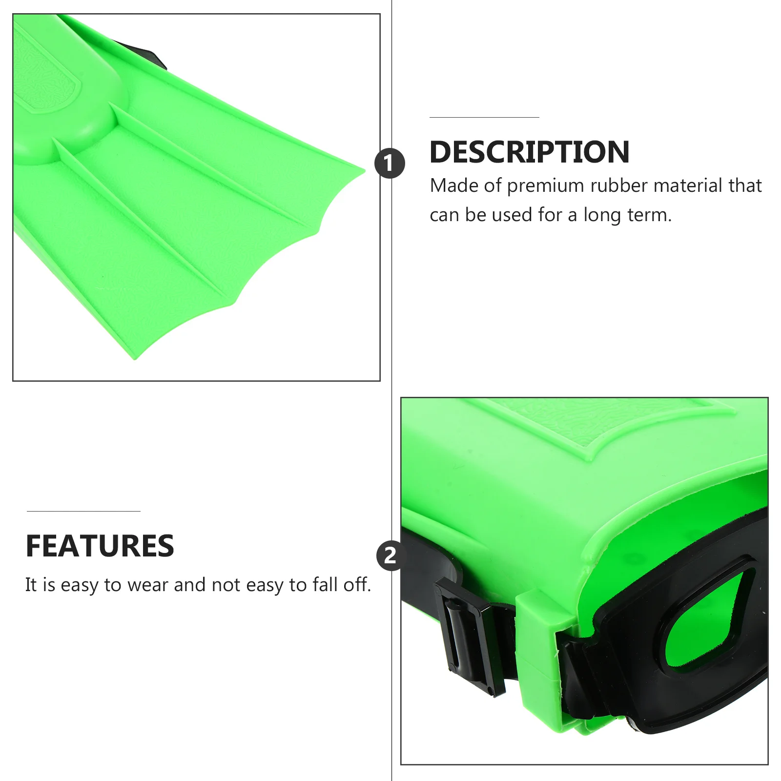 

1Pair Short Rubber Adult Swim Flippers Firm Ankle Fit Output Comfortable Foot Protection Unisex Design