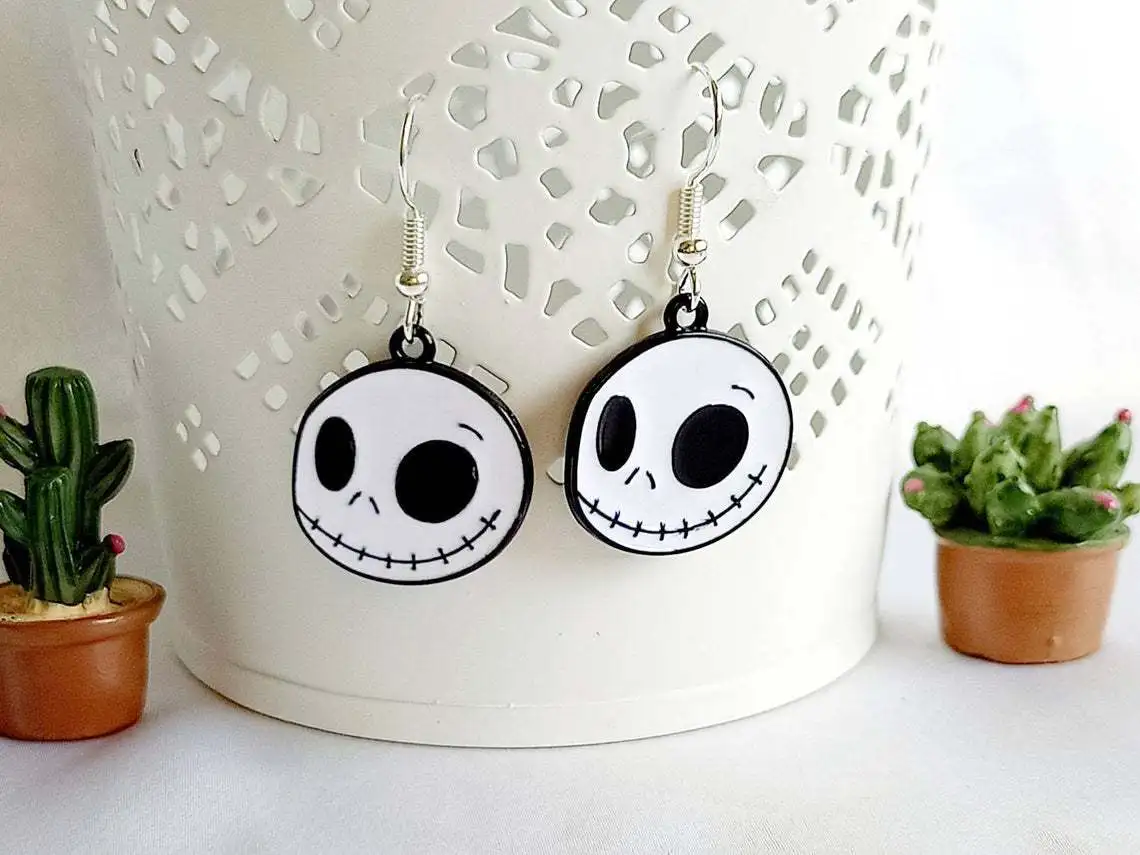 

Disney Christmas Eve Horror Zombie Ghost Retro Earring Cartoon Peripheral Jack and Sally Halloween Cute Accessories in Stock