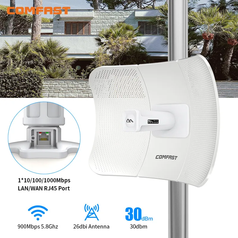 11KM 900Mbps 5.8G Outdoor Long Range Wireless AP Bridge WIFI CPE Access Point 26dBi Antenna WI-FI Nanostation Street Router