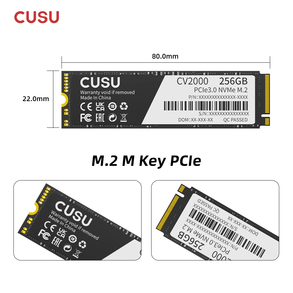 CUSU 256GB SSD NVMe M2 512GB 1TB 2TB SSD M.2 2280 PCIe3.0 Internal