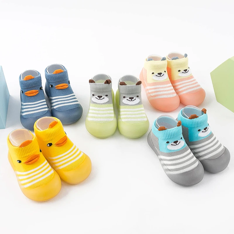 

Baby Sock Shoes Toddler Girls Boys Soft Rubber Sole Cute Duck Bear Pre Walkers Cotton Lightweight Slip-on Children's Sneakers