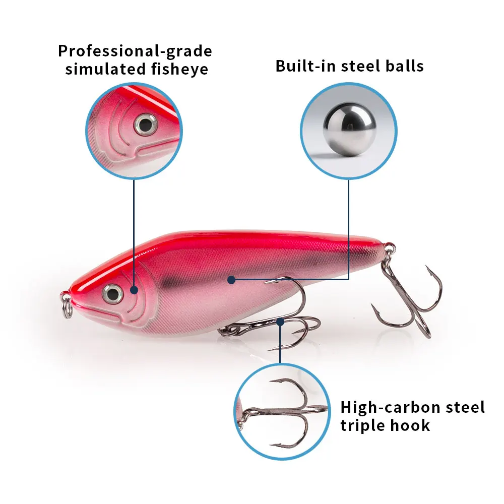 Hanlin Sinking Glide Jerkbait 75/90/120/150/mm Muskie Fishing Lure Swimbait Popular Pike Hard Jerk Bait Crankbait Wobbler Tackle