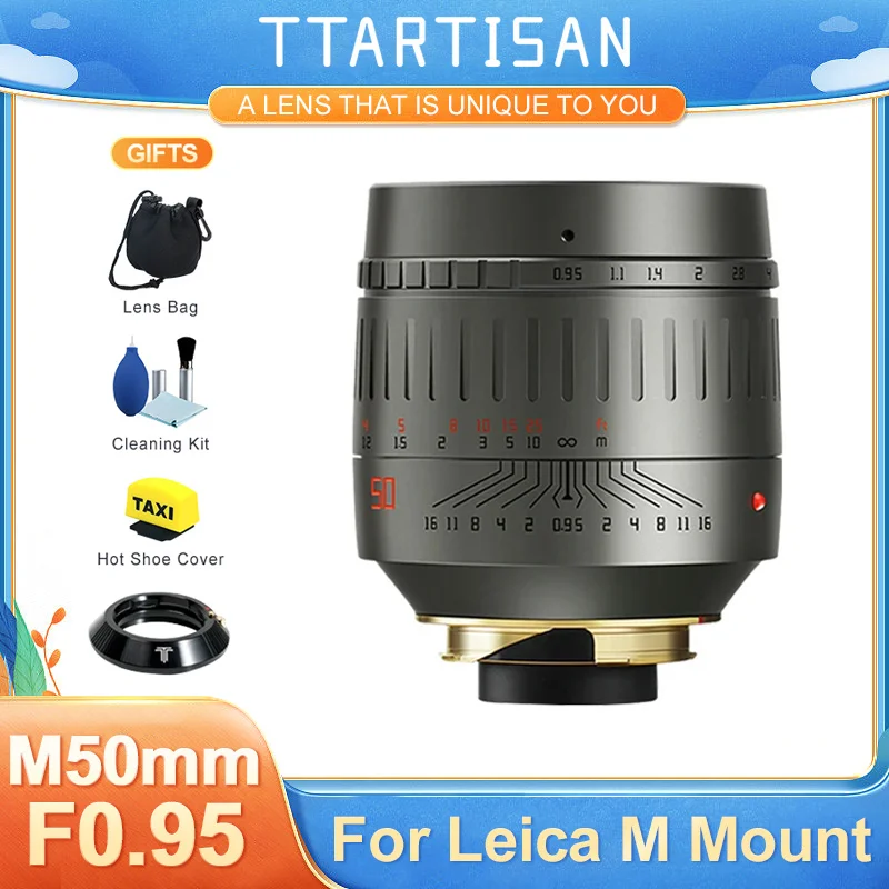 

TTArtisan 50mm F0.95 Full Fame Lens Titanium Grey for Leica M-Mount Cameras Like Leica M M240 M3 M6 M8 M9 M9p M10 With Adapter