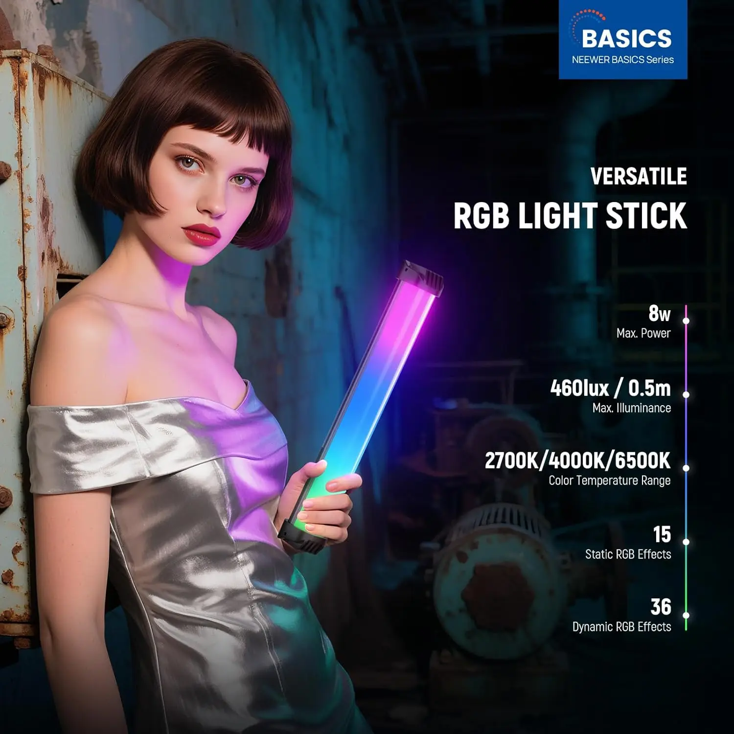 NEEWER Basics 12 "عصا إضاءة RGB مغناطيسية CRI95 عكس الضوء 8 واط LED يده فيديو أنبوب الإضاءة عصا لتسجيل الفيديو في الاستوديو