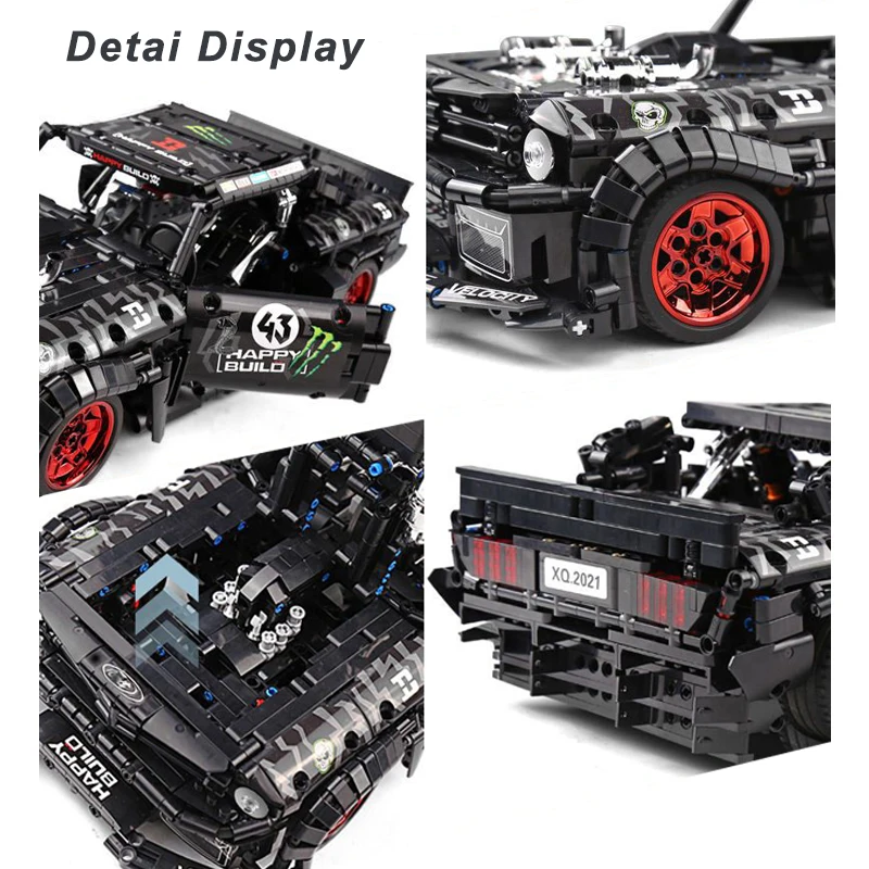 1639PCS High-Tech City Mustang Sport Car Building Blocks Black Racing Speed Vehicle MOC Assemble Bricks Boy Toys Birthday Gifts