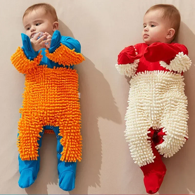 Infant Baby Boy Girl Rompers Kids One-Pieces Crawl Clothes Newborn Mop Mopping Cleaning Jumpsuit Clothing Spring Autumn Costume