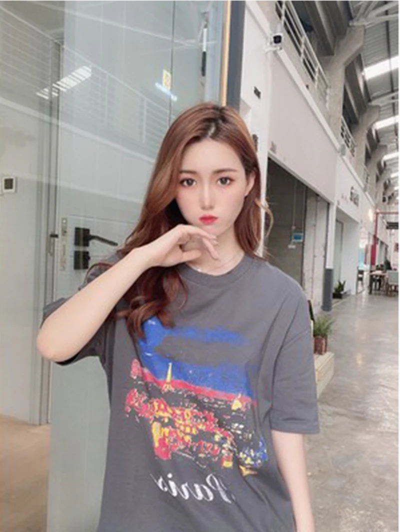 New Jennie Korea ulzzang loose sleeve unisex t-shirt fabric soft and comfortable t-shirt