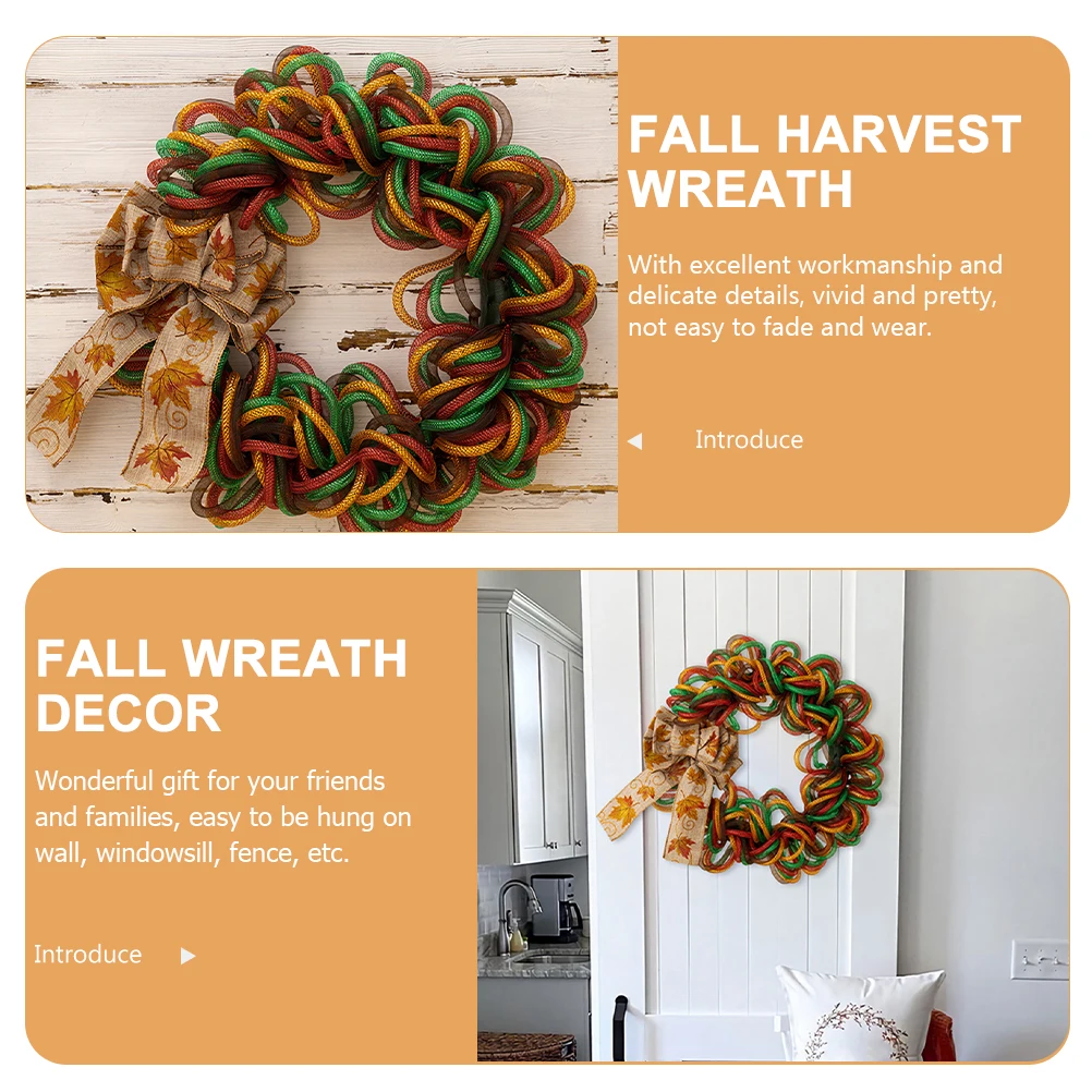 

Bow Maple Wreath Flower Garland Thanksgiving Door Hanging Wall Decoration Office
