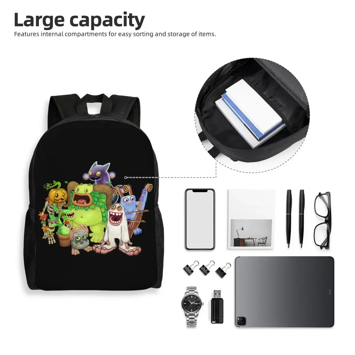 Custom Classic Video Game My Singing Monsters Backpack for Women Men School College Students Bookbag Fits 15 Inch Laptop Bags