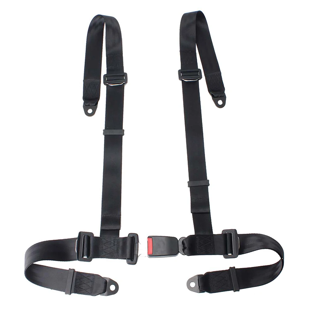 Universal Sports Racing Harness Seat Belt 4 Point Fixing Mounting Buckle Harness Nylon Car Racing Seat Belt Black Color